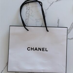 CHANEL White and Black Shopping Tote with Rope Handles